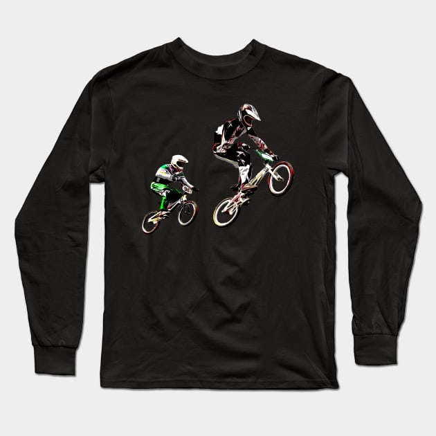 BMX bar turn jump Long Sleeve T-Shirt by rickylabellevie